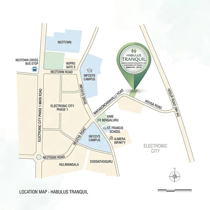 Habulus Tranquil location map in Electronic City Phase 1, Bengaluru